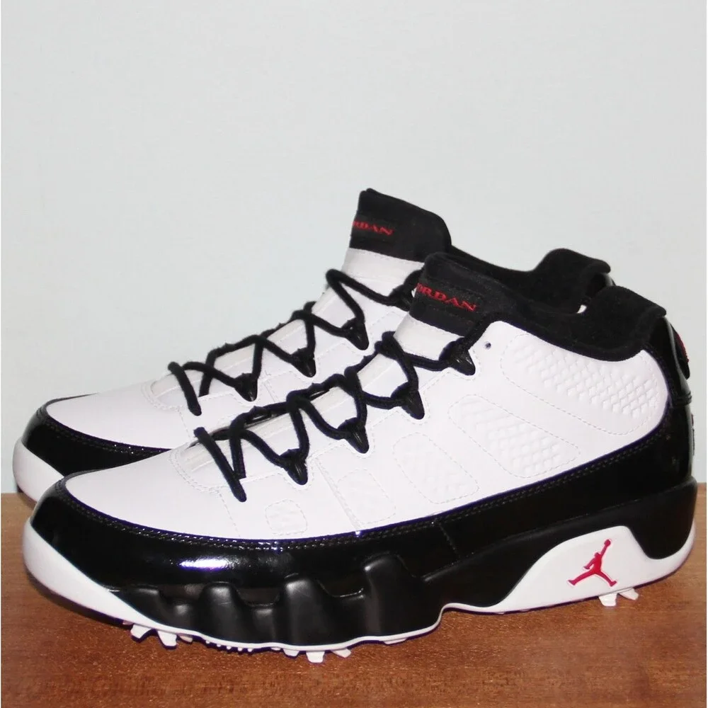 Nike Air Jordan 9 Low Golf Shoes Mens 9.5 White Black Red